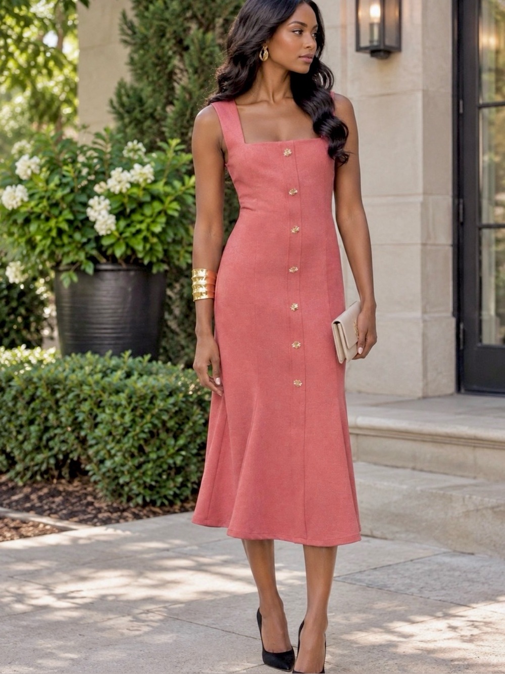 ZARA Buttoned Pique MIDI Dress Slip Dress NWT ❗️Ref 3644/183